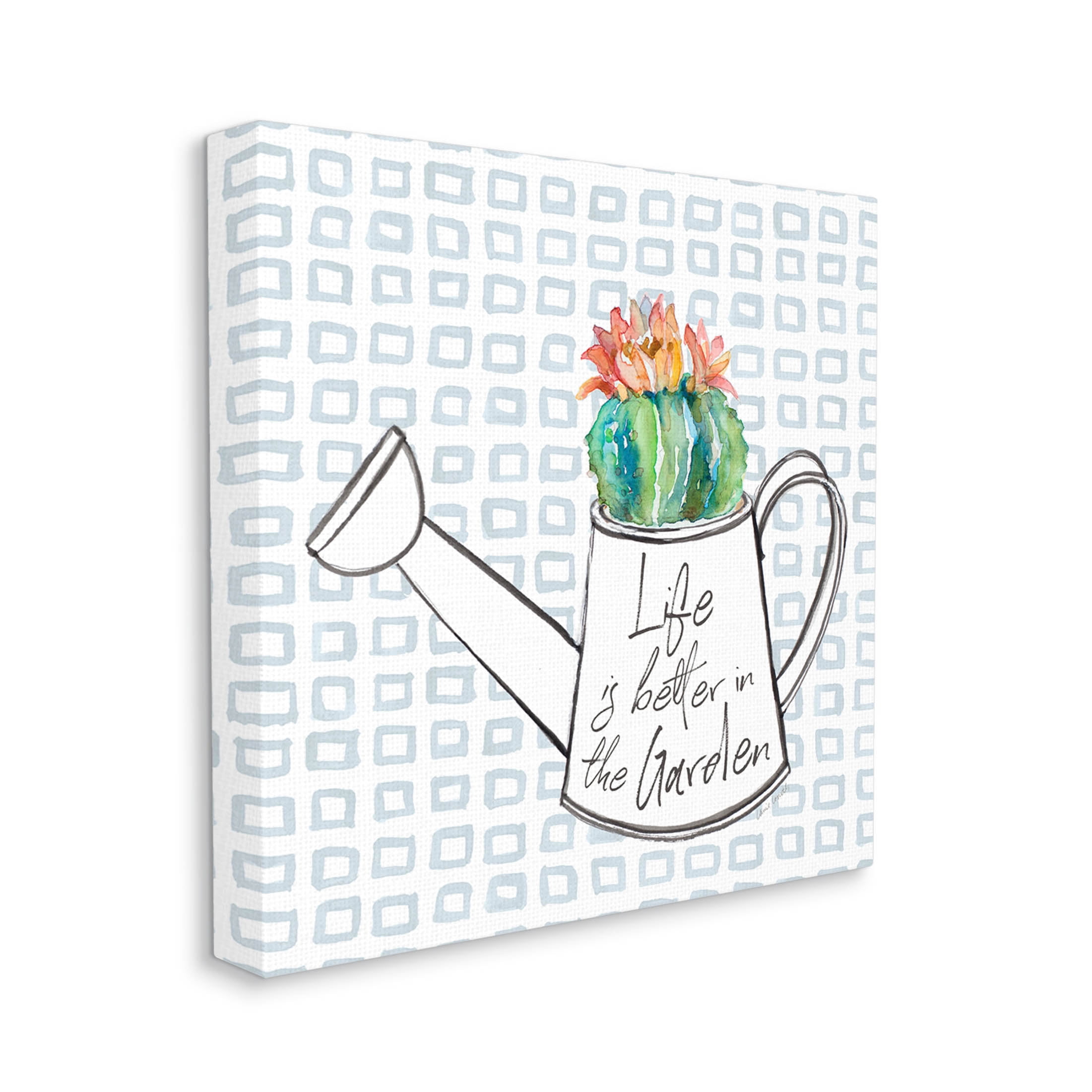 Stupell Industries Life's Better in Garden Phrase Graphic Art Gallery Wrapped Canvas Print Wall Art, Design by Lanie Loreth