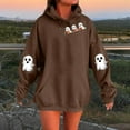 thumbnail image 2 of Halloween Hoodies For Women Drawstring Pumpkin Ghost Skeleton Print Sweatshirt With Pocket Baggy Casual Pullover Tops (XXL, Coffee C), 2 of 3