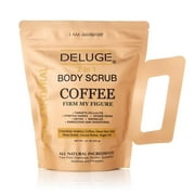 Organic Coffee Body Scrub, Tightens, Tones, Reduces Cellulite 100% Natural 10 OZ. Creamy Formula. We ROAST our own Coffee. by DELUGE--