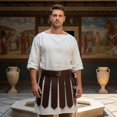 thumbnail image 5 of Jiibva Men's Gladiator Costume PU Leather Gladiator Kilt Skirt Punk Style Skirt Belt, 5 of 7