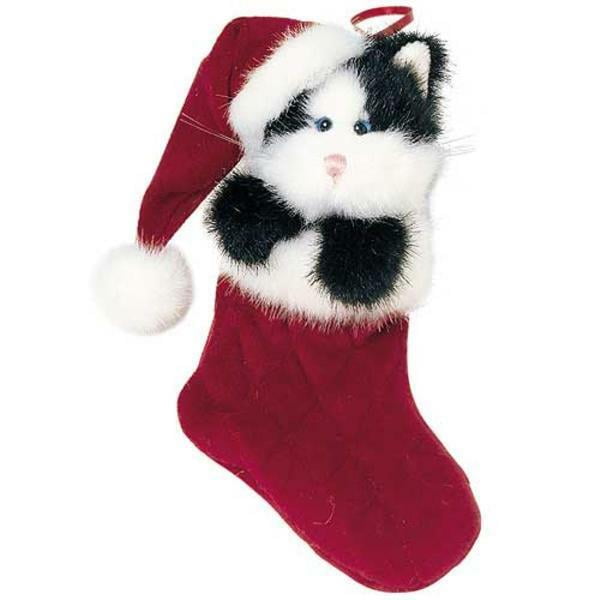 Boyds Bears Plush Ornament - Jolly S. Stuffins - Cat in Stocking 7