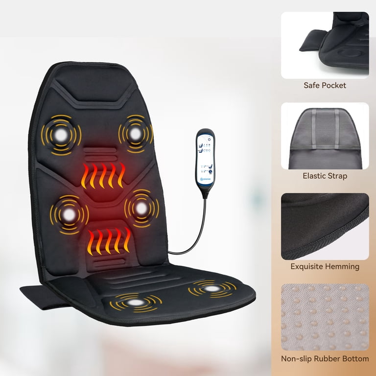 are vibrating back massagers safe Comfier Back Massager Chair Pad, Electric Heated Massage Seat Cushion, Black