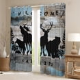 thumbnail image 2 of Woodland Animals Blackout&nbsp;Curtains 2 Panels 52"Wx84"L Lodge Cabin Curtains&nbsp;&&nbsp;Drapes,Pine Trees Bear Moose Elk Wolf Curtains Country Cottage Wood Plank Deer Silhouette Rustic Home Decor, 2 of 6