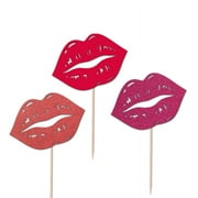 Lips Cupcake Toppers Dina Glitter Cardstock Set of 12 pcs