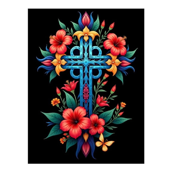 Diamond Art Kit for Adults, Ornate Floral Cross Design Diamond Painting for Adults Beginners, 5D DIY Diamond Art Painting Kits, Colorful Diamond Painting Craft for Home Decor 12x16