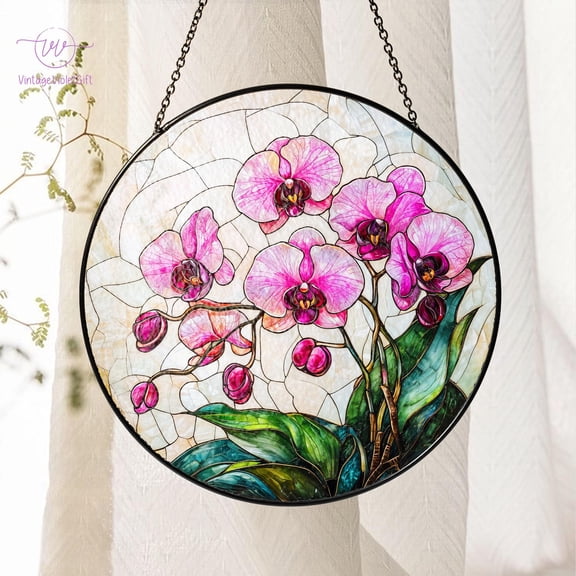 Orchid Flower GLASS suncatcher, Orchid Window Hanging, Flower Lover Decor, Natural Lover Gift, Home Decor,Orchid Suncatcher,Mothers Day Gift 1869444032