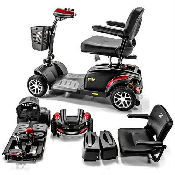 BUZZAROUND EX Extreme 4-Wheel Heavy Duty Long Range Mobility Scooter, Red and Blue Colored - Panels Included