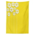 thumbnail image 3 of Ambesonne Yellow Tablecloth Rectangular Table Cover, Cartoon Spring Flowers, 52"x70", Yellow White, 3 of 4