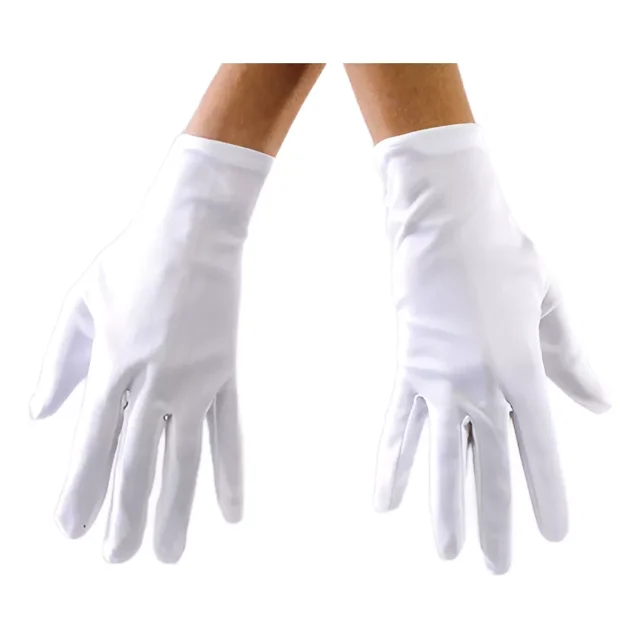 Par Guantes Cortos Blancos Halloween Payaso Mago Accesorio