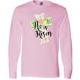 thumbnail image 3 of Inktastic He is Risen Cross with Script and Flowers Long Sleeve T-Shirt, 3 of 5