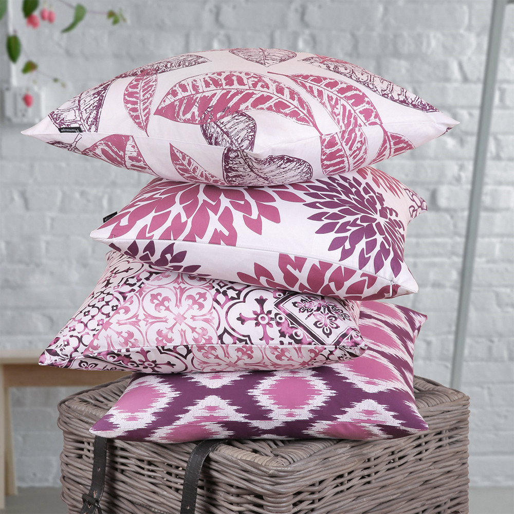 Phantoscope New Living Series Double-sided Design Decorative Throw Pillow Cover, 18" x 18", Gray/Purple, 4 Pack