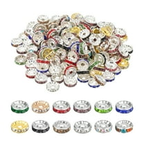 Uxcell 10mm Rondelle Spacer Bead, 200 Pcs Crystal Rhinestone Loose Bead Spacers for Jewelry Making, Multicolored