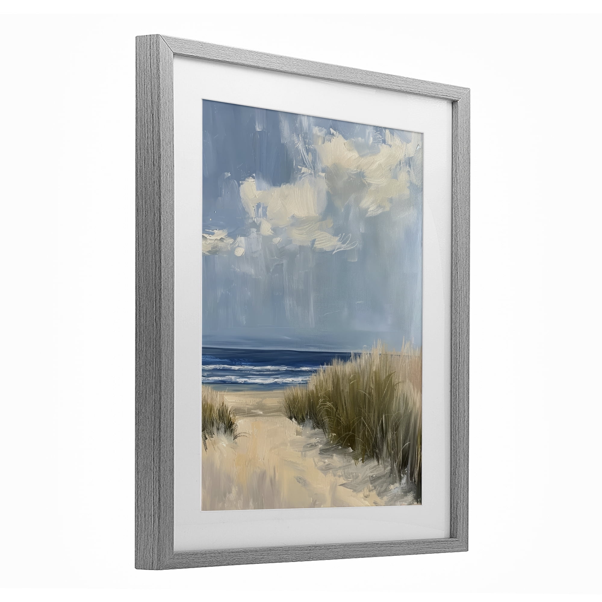 Stupell Industries In The Dunes By The Sea Gray Framed Print Under Glass, design by Petal Prints Design