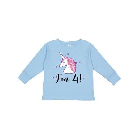 

Inktastic 4th Birthday Cute Unicorn Gift Toddler Toddler Girl Long Sleeve T-Shirt