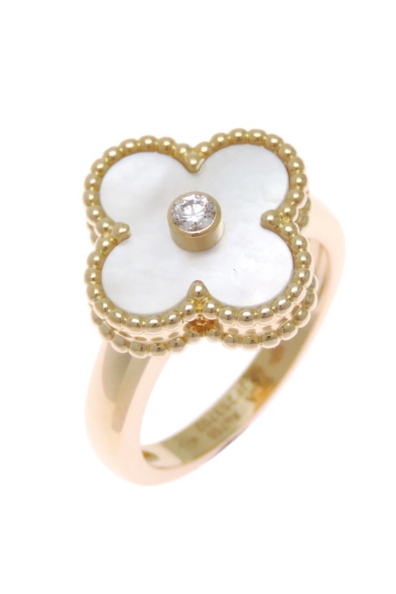 Pre-Owned Van Cleef & Arpels Vintage Alhambra Ring #50 with Diamonds, Women's Ring, VCARA41150,...