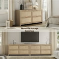 thumbnail image 5 of SICOTAS 60.83" Wide Large 4 Drawer Dresser Set of 2, Oversized Rattan Dressers for Bedroom with Gold Handles & Rolling Wheels, Boho Dresser TV Stand up to 70" TV for Living Room, Light Oak, 5 of 9
