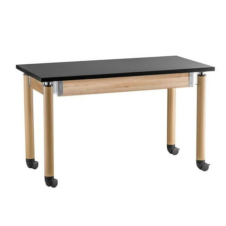 

National Public Seating SLT2460AH-OK-CAST 24 x 60 in. Adjustable Height Chemical Resistant Top Science Table with Oak Legs & Casters