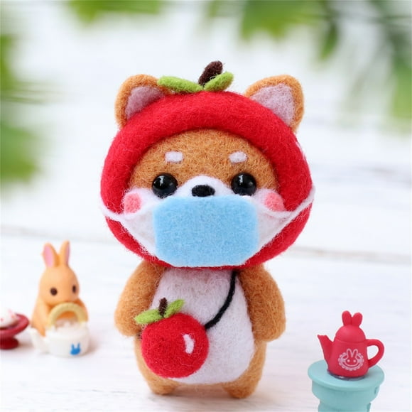 PVCS Cute Dog Pattern Handmade DIY Poke Wool Felts Material Production Package for Kids