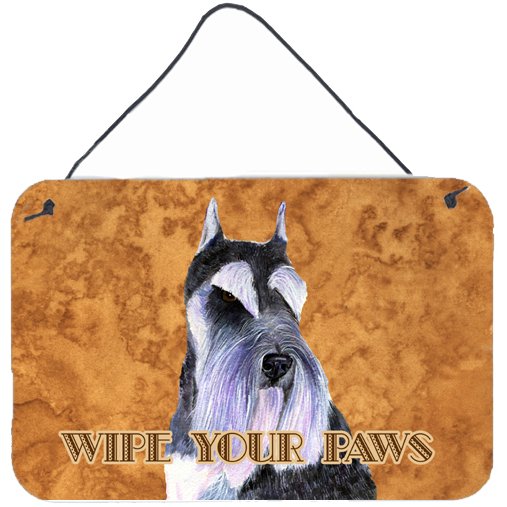 Carolines Treasures SS4900DS812 Schnauzer Wipe your Paws Wall or Door Hanging Prints 8x12 multicolor
