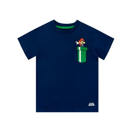 Super Mario Bros Boys Short Sleeve T-Shirt Sizes 4-12