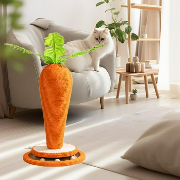 balikha Cat Scratch Post Cat Scratcher Post Bed Carrot Shape Pet Supplies Cat Climbing Frame for Playing Lounging for Cat and Kittens