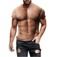 thumbnail image 5 of Awdenio Mens T-shirt Casual Muscle Print Outdoor Daily Vacation Short Sleeve Crew Neck Shirt Spring Summer Clothing Apparel Comfort for Summer Outdoor Adventures,Khaki,XL, 5 of 6