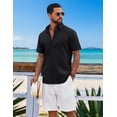 thumbnail image 3 of COOFANDY Men's Button Down Shirt Short Sleeve Casual Summer Beach Cotton Linen Wedding Shirts, 3 of 6