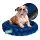thumbnail image 1 of Cama Redonda Antiestrés con Cojín Trenzado para Perro Mediano y Gato Esquimal (Azul Marino, 70x15 cm), 1 of 6