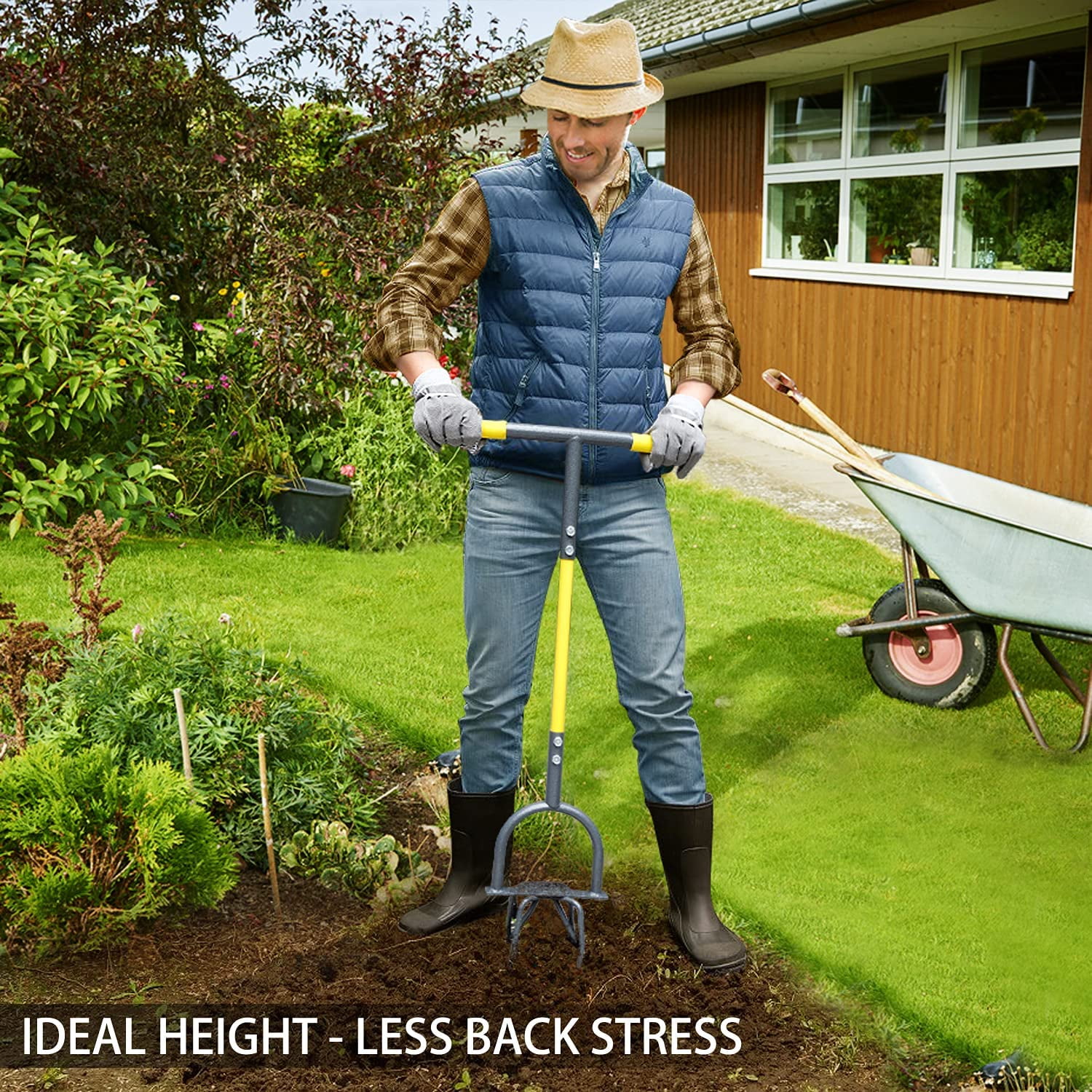 Hand Tiller Garden Claw, Manual Tiller for Flower Box and Raised Bed