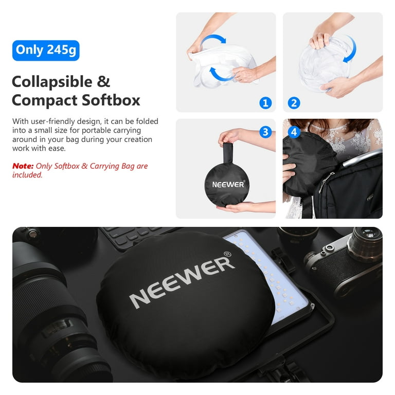 Neewer Collapsible Softbox Diffuser for 660 LED Panel - Outer 16x16 inches,  Inner 8x6.8 inches, with Strap Attachment and Carrying Bag for Photo Studio  Portrait Video Shooting 