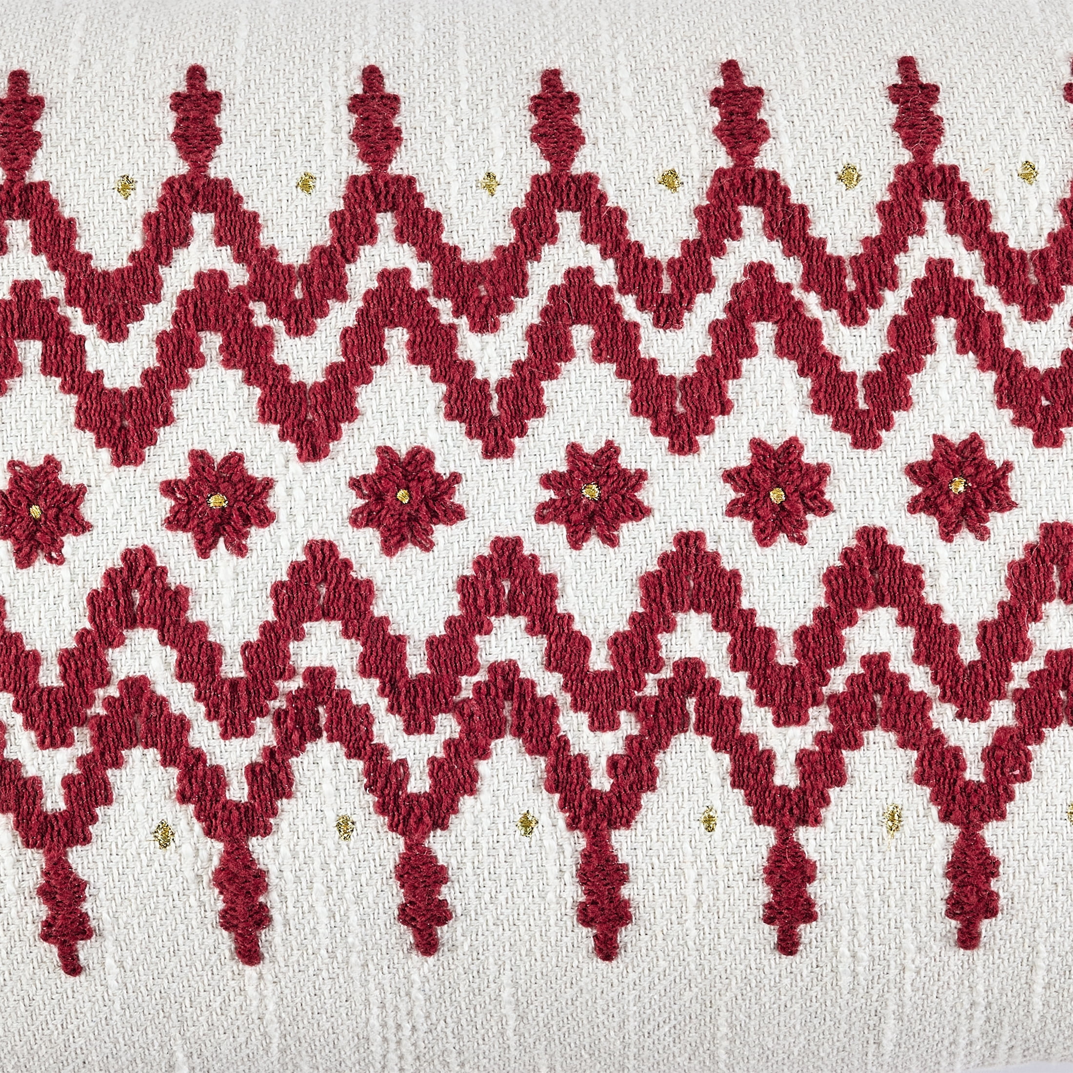 BHG 14 in x 24 in Embroidered Fair Isle Throw Pillow, White
