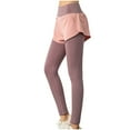 thumbnail image 3 of Fake Two Yoga Pants High Waisted Tummy Control Leggings with Pockets, Workout Tights for Women, Squat Proof Gym Pants, Fitness Gifts for Women | Sopatenor,Pink L, 3 of 5