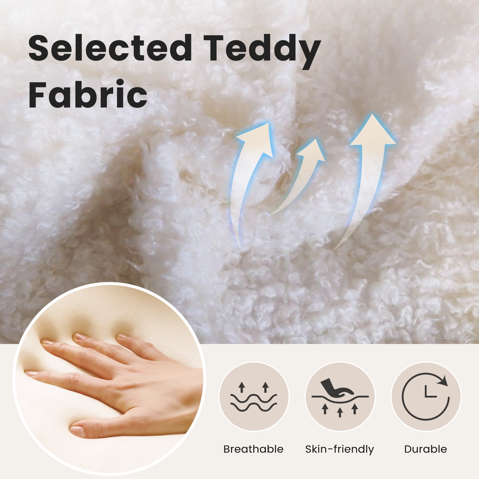 White Criss Cross Chair with Wheels, Armless Wide Seat Office Chair, Teddy Fabric,Cross Legged Desk Chair,Height Adjustable Computer Task Chair,Swivel Vanity Chair for Bedroom,Make Up,Small Space