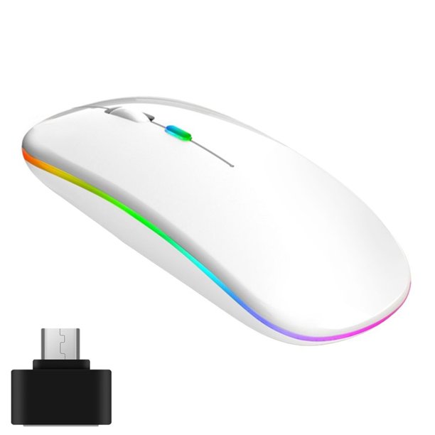 Ratón óptico inalámbrico 2.4G + BT3.0 + BT5.2 Conexión de tres modos Ratón silencioso ergonómico Bat Abanopi Blanco