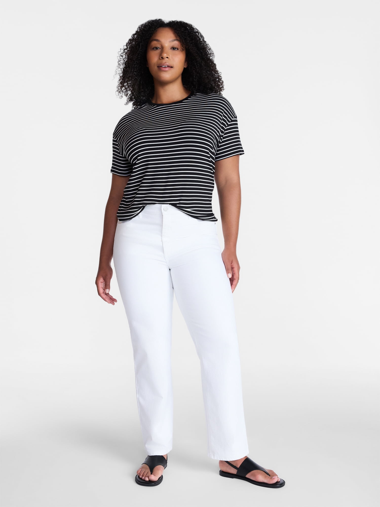 Time and Tru Women's High Rise Straight Leg Jeans, 30" Inseam, Sizes 0-20, 10S-16S