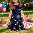 thumbnail image 2 of Grblisyd 4th of July Dresses for Girls USA Patriotic Short Sleeve Dress Star Striped Crew Neck A Line Dress Independence Day Outfit with Pockets 10-12y, 2 of 6