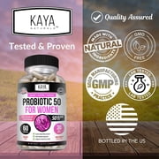 Kaya Naturals Probiotic 50 Billion CFU | Probiotics for Women, Probiotics for Men and Adults, Natural | Gut Health & Immune Support Supplement | Provides Digestive Support - 60 Vegetable Capsules