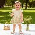 thumbnail image 4 of Toddler Girl Clothes Newborn Dresses for Baby Girls Baby Girls Floral Romper Dress with Headband 1st Birthday Wedding Tulle Tutu Cake Smash Photo Shoot, 4 of 4