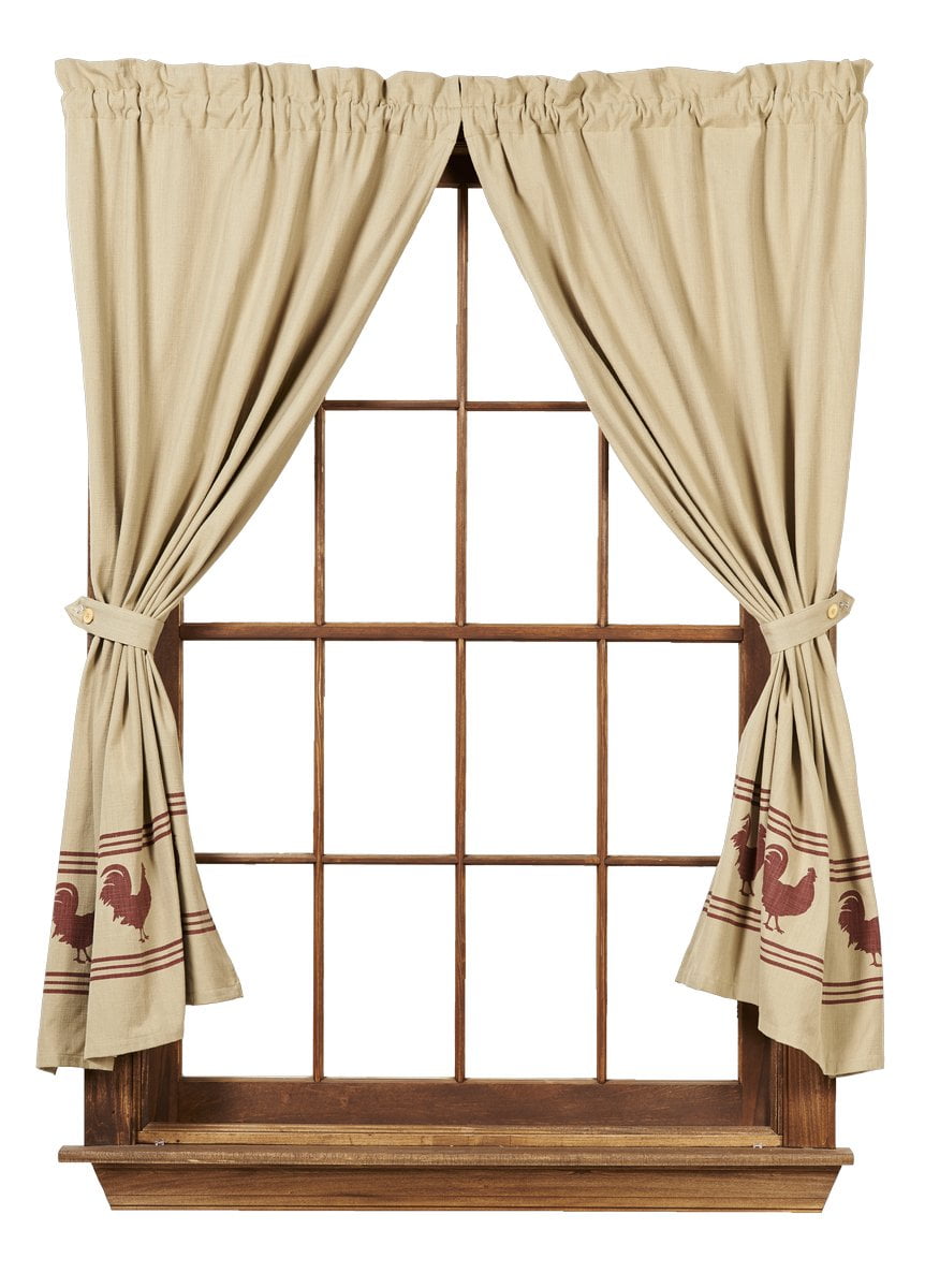 Red Rooster Short Panel Window Curtains Pair - 72x63 total ...