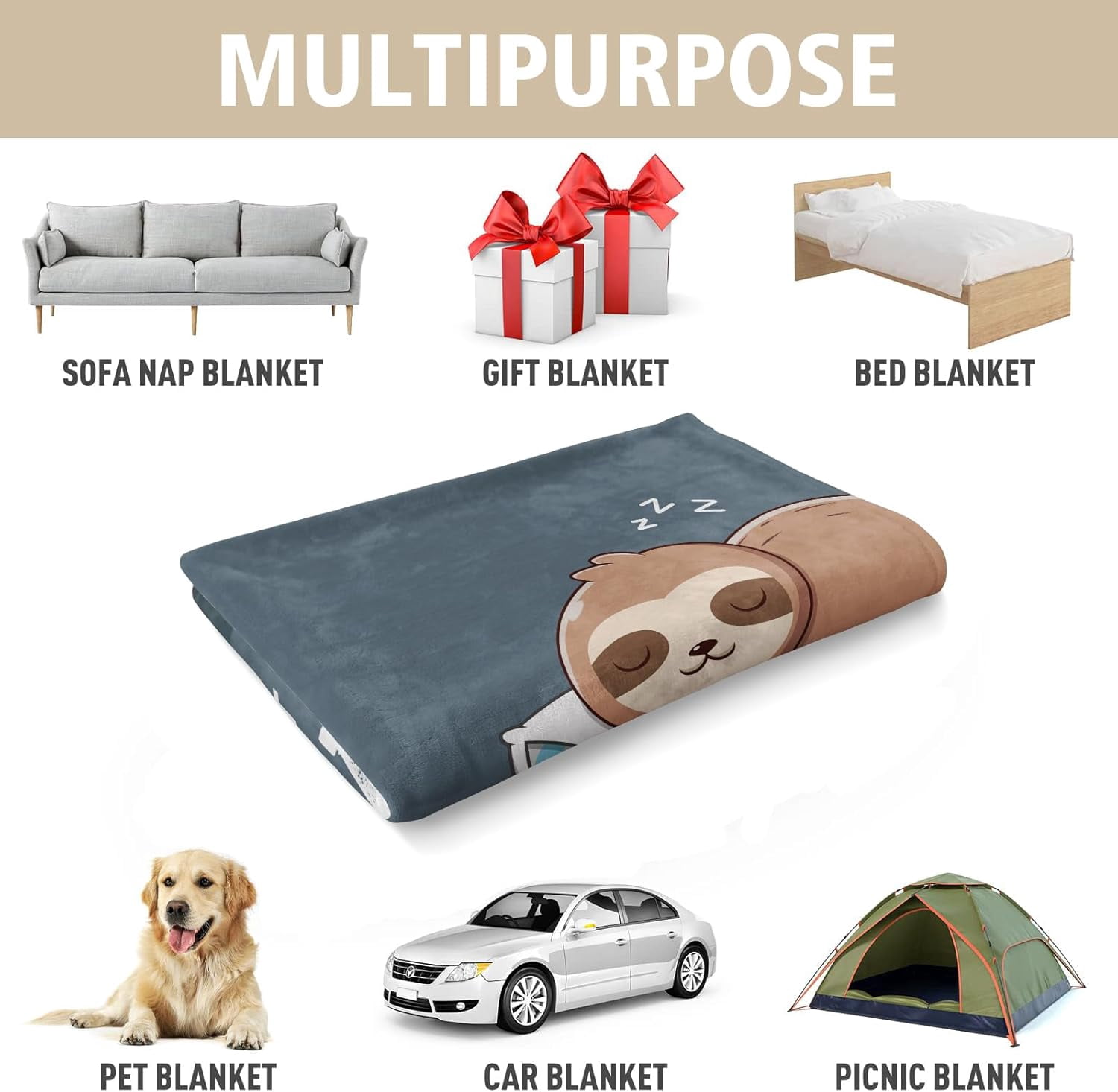 Funny Fathers Day Birthday Gifts for Dad, Dad is Charging Sloth Blanket, Present for Father from Daughter Son, Daddy Gifts for Fathers Day Christmas, Super Soft Throws Blanket for Father