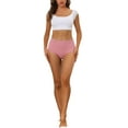 thumbnail image 2 of INSPIRE CHIC Women's High Waist Underwear Tummy Control Comfortable Lace Trim Ribbed Panties, 2 of 4