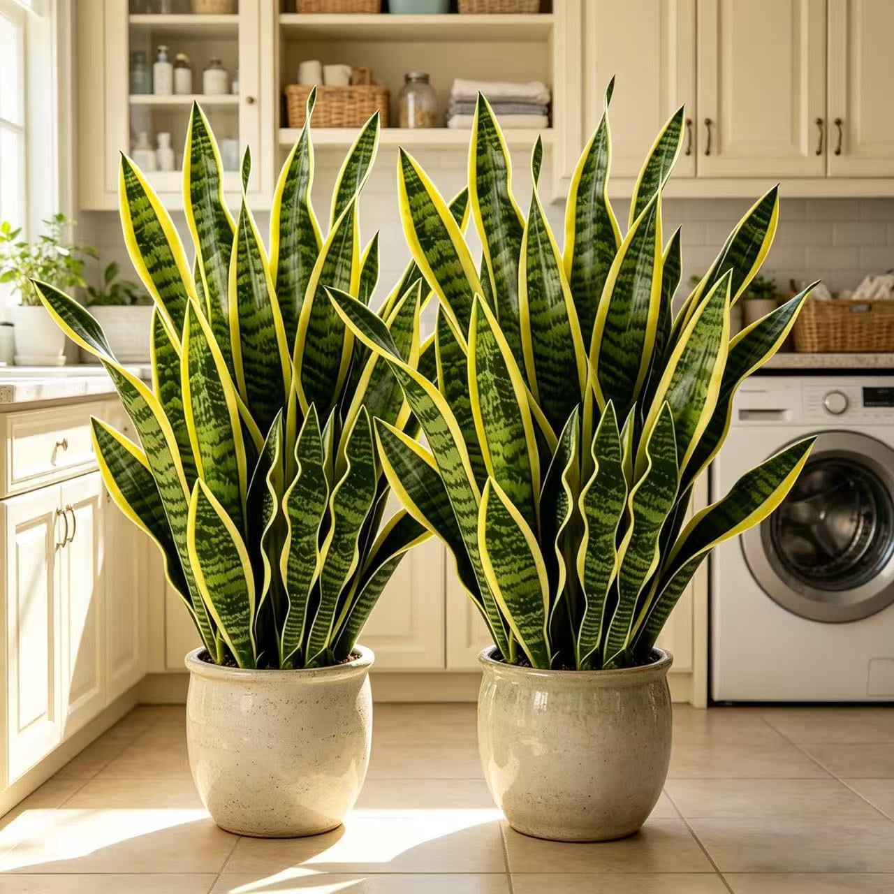 21 Inch Artificial Snake Plant, 2 Pack Faux Sansevieria Plants, UV Resistant Fake Snake Plant for Indoor Outdoor Home Decor