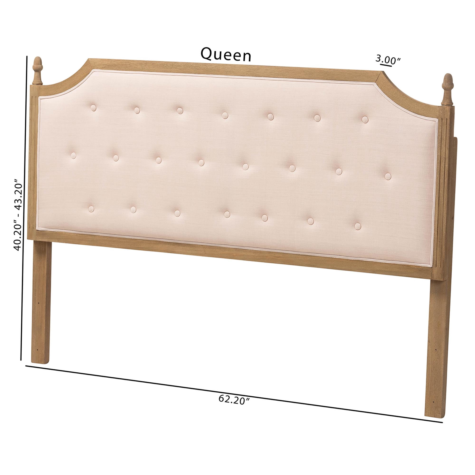 Baxton Studio Lourdes French Provincial Headboard, Queen, Soft Beige