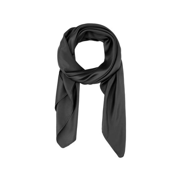 Women's Solid Square Large Scarf 43.3'' Elegant Silky Satin Neckerchief Bandanas for Travel Office One Size Black