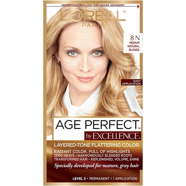 L'Oreal Paris ExcellenceAge Perfect Layered Tone Flattering Color, 8N