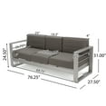 thumbnail image 4 of GDF Studio Crested Bay Outdoor Aluminum 3 Seater Loveseat Sofa with Tray, Silver and Gray, 4 of 10