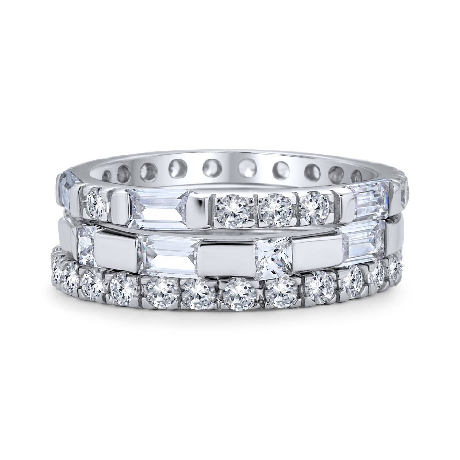 925 Sterling Silver Cubic Zirconia Micropave Set Eternity CZ Ring 4mm Wide Band 