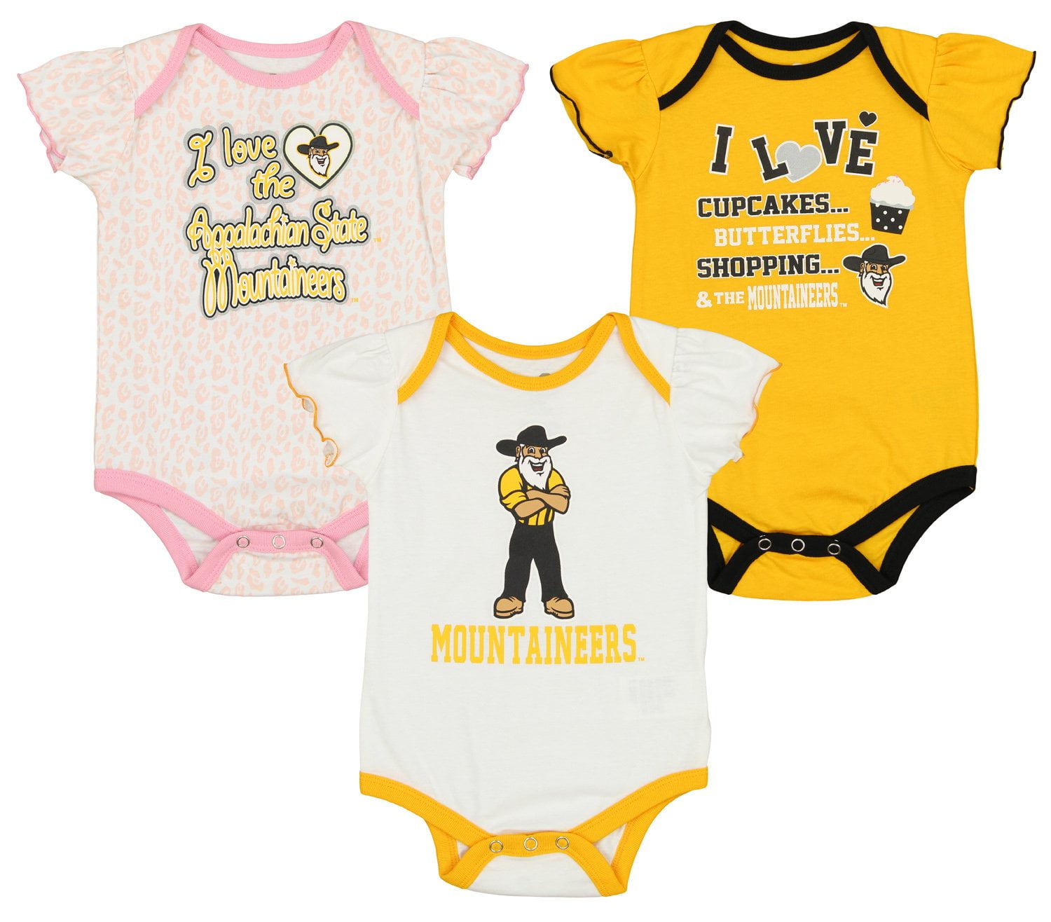 University 3 Piece... Outerstuff Appalachian State Mountaineers Baby Clothing 