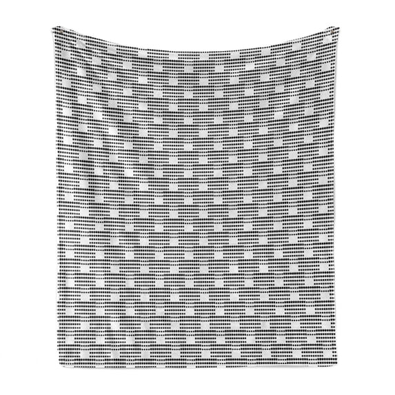 Abstract Soft Flannel Fleece Throw Blanket, Simplistic Contemporary Art Style Pattern with Monochromatic Boho Dots, Cozy Plush for Indoor and Outdoor Use, 50" x 60", Charcoal Grey White, by Ambesonne