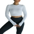 thumbnail image 1 of Ladies‘ Thumb Hole Long Sleeve Yoga Shirt with Cropped Design for Workouts, 1 of 6